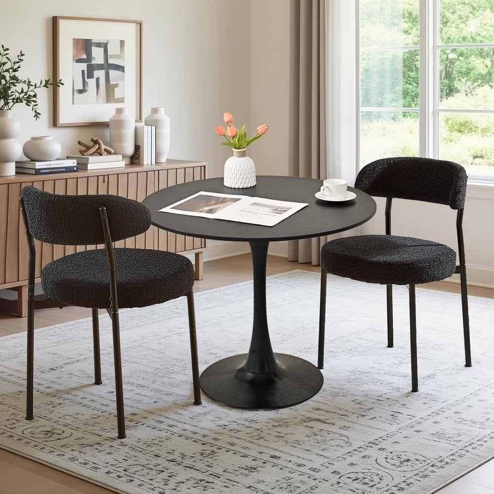 31.5" Small Round Kitchen Table Set for 2 with Velvet Upholstered Chairs
