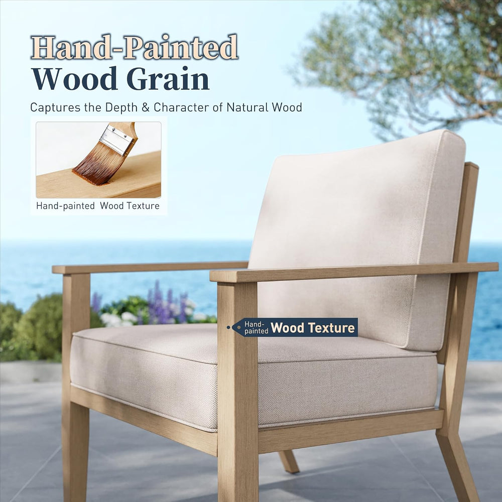 SUNSHINE VALLEY 7-Piece Metal Outdoor Patio Furniture Set, Beige