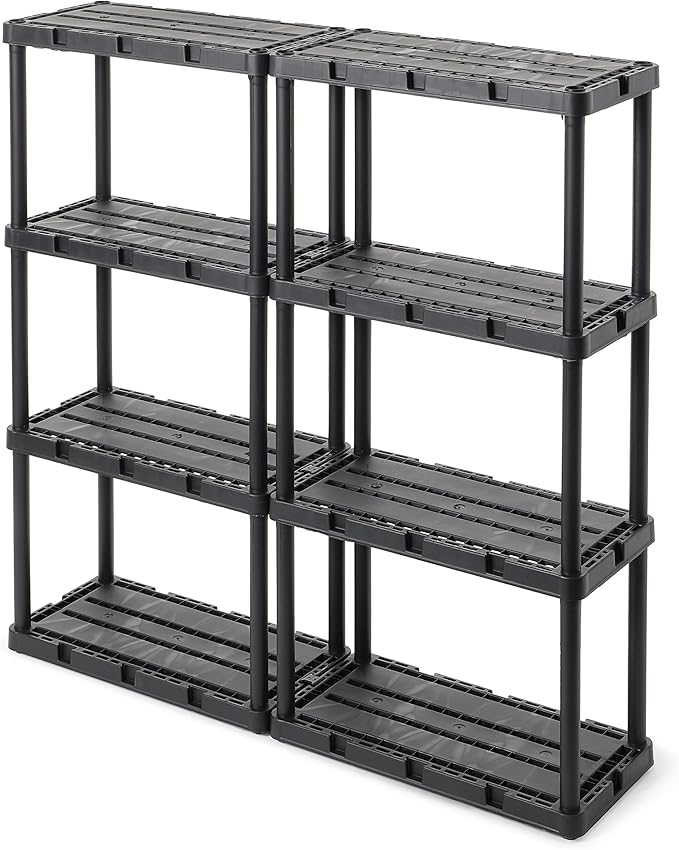 Gracious Living 2 Pack Light Duty Storage Shelves, Knect-A-Shelf 4-Shelf Vent...