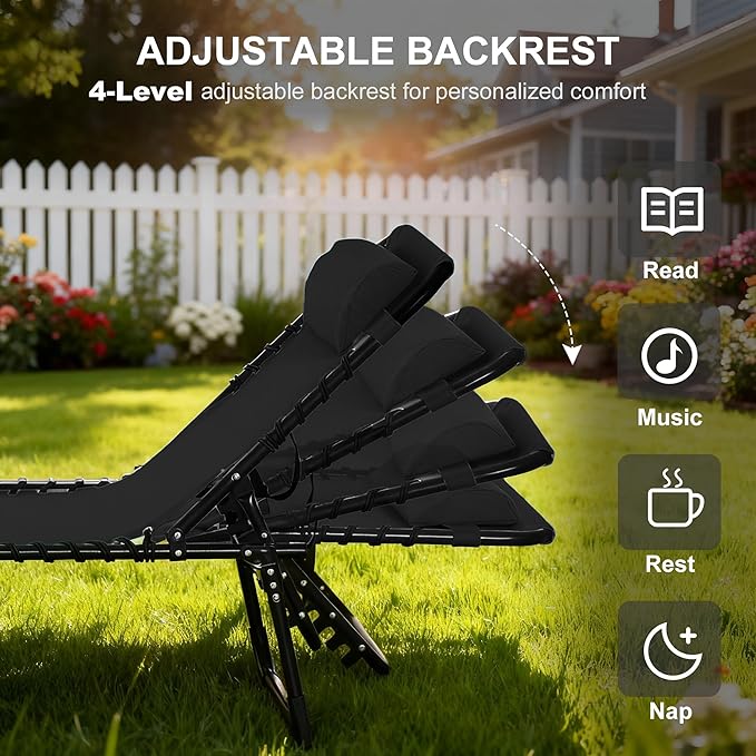 Outsunny Folding Chaise Lounge Chair, Patio Sun Tanning Chair, Outdoor Chaise...