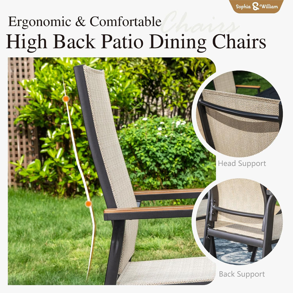 Sophia & William Patio Dining Chairs Set of 4, Stackable Aluminuum Frame