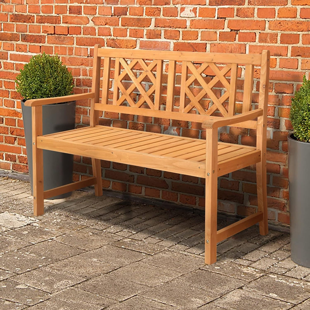46.5" Outdoor Wooden Garden Bench,2-Person Patio Wooden Bench,All-Weathe...