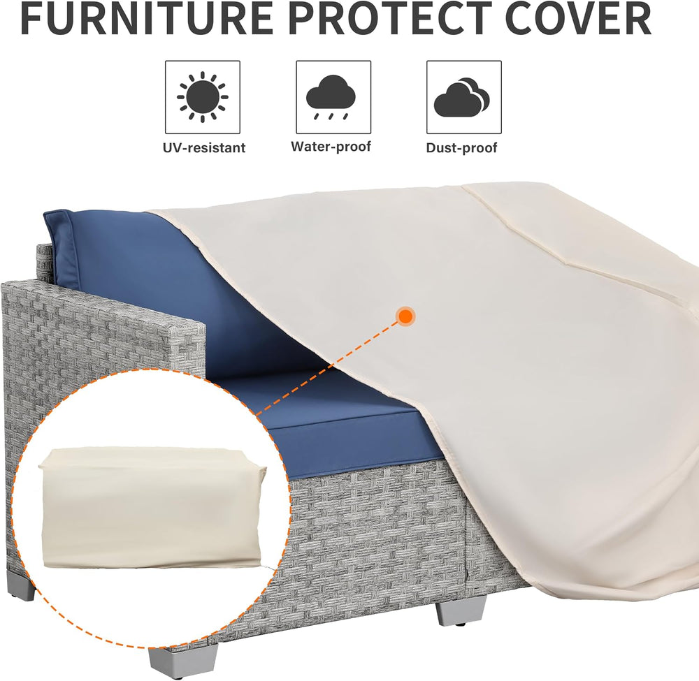 WAROOM Outdoor Patio Loveseat Wicker Small Couch 2-Seater Rattan Sofa Balcony...