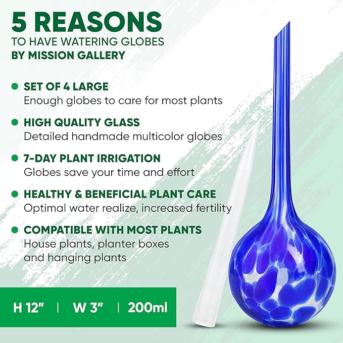 Plant Watering Globes Set of 4 - Large Self Watering Globes for Indoor & ...