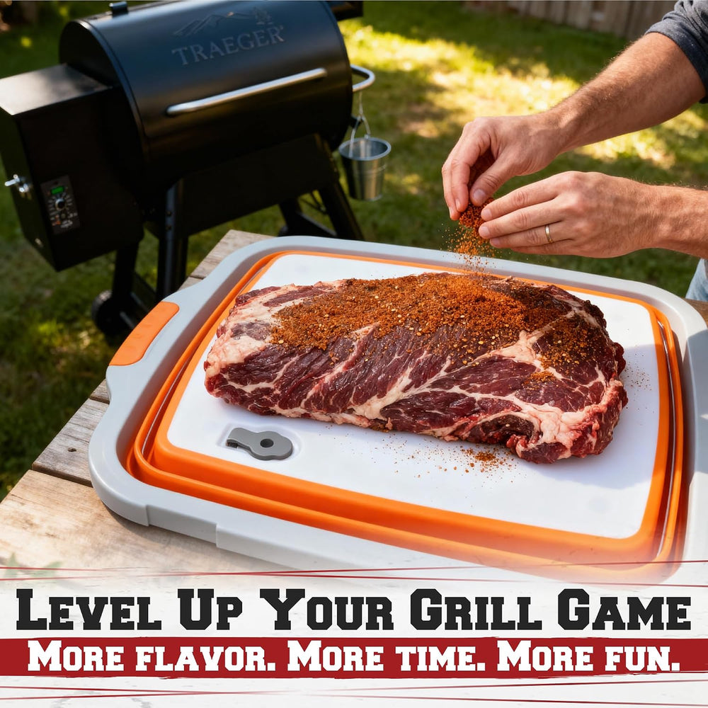 Collapsible XL Smoker & BBQ Prep Tub with Locking Lid | Includes Cutting ...