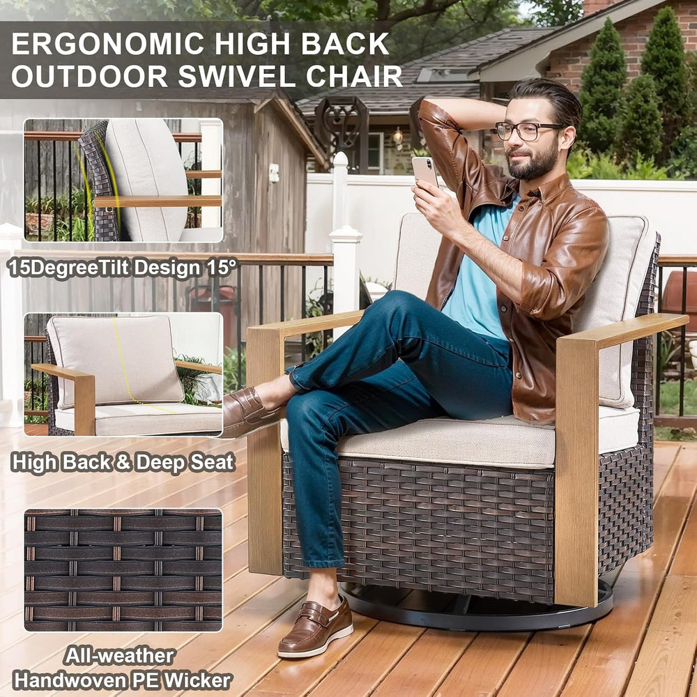 Belord Outdoor Swivel Rocker Chairs Set of 2 with Metal Wide Armrests, Patio ...