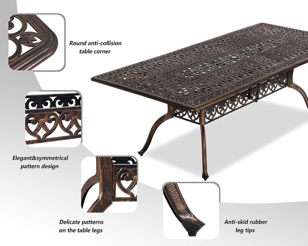 Grepatio 9 Piece Cast Aluminum Patio Furniture Set Outdoor Dining Set Bistro ...
