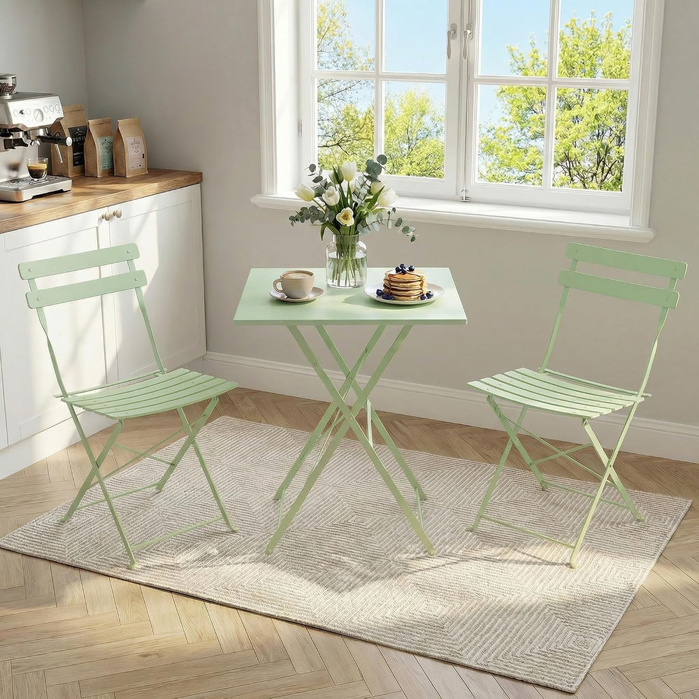 3 Piece Patio Bistro Set, Outdoor Folding Bistro Table and Chairs Set of 2