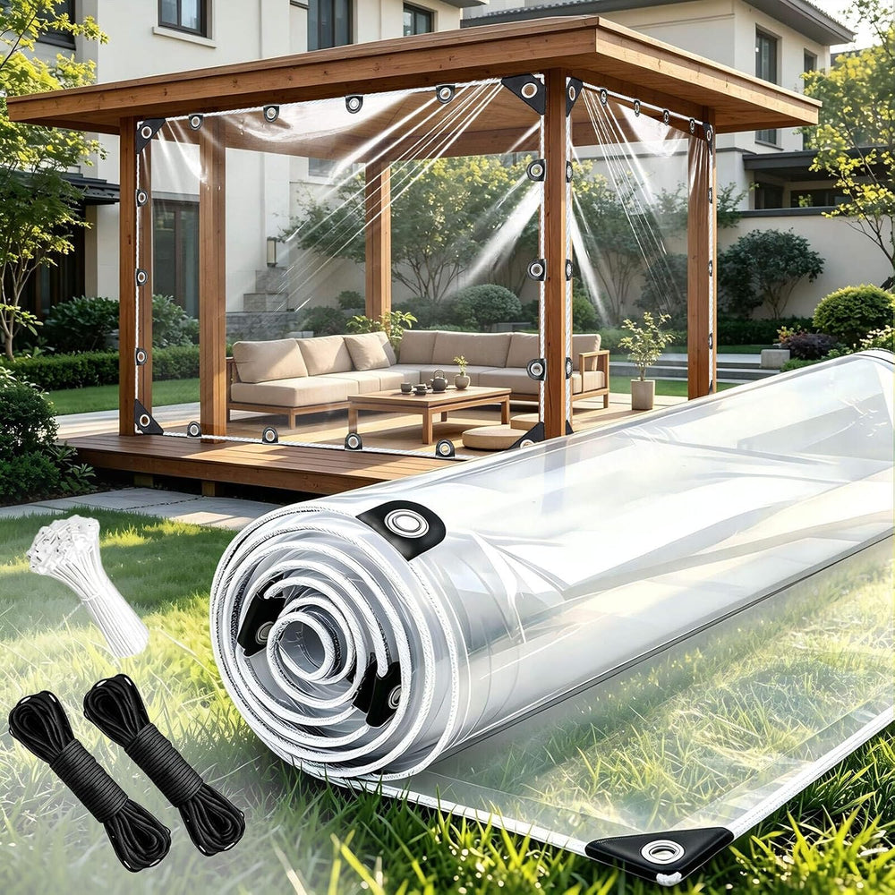 Clear Tarp Heavy Duty Waterproof 6x6ft Clear Vinyl Tarp with Grommets