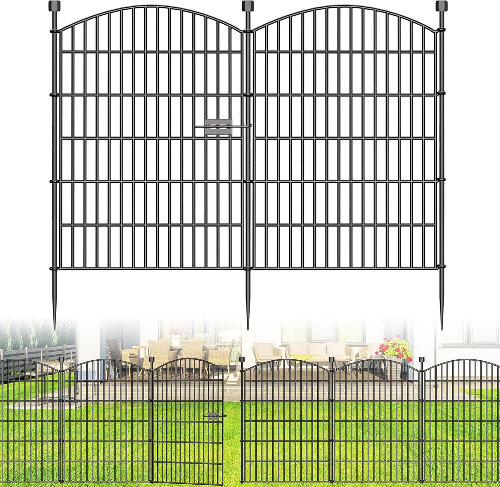 10 Panel No Dig Decorative Garden Fence with Gate 40"H x 23.6'L Dog ...