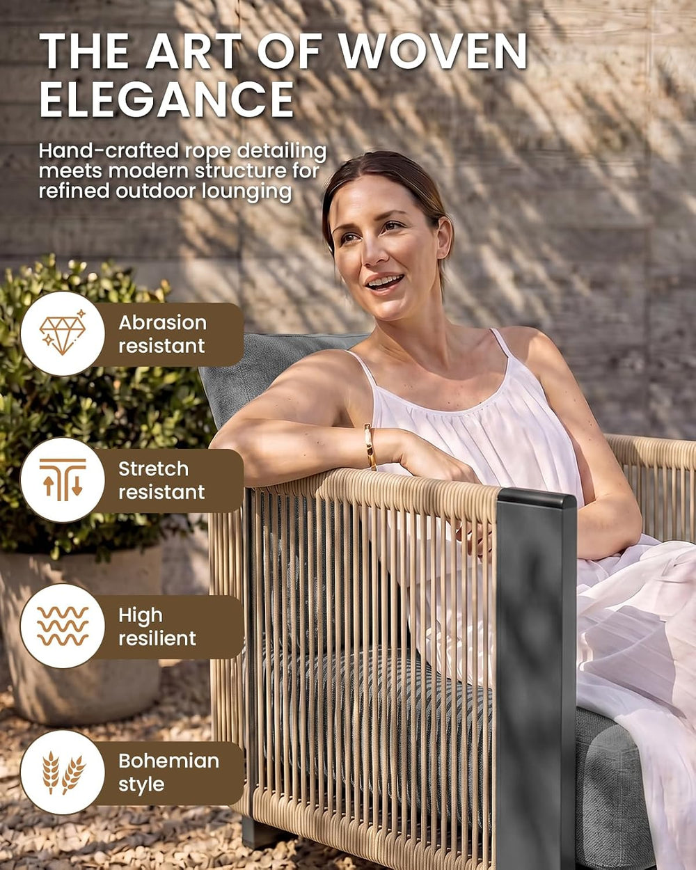 Vexwalx Luxury Patio Furniture Set, 4-Piece Curved Outdoor Furnitrue Set with...