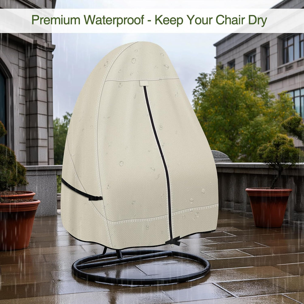 Porch Shield 600D Waterproof Patio Hanging Egg Chair Cover, Beige