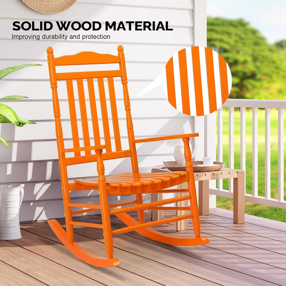 VINGLI Wooden Rocking Chair Outdoor, Patio Rockers with High Back, Support 45...