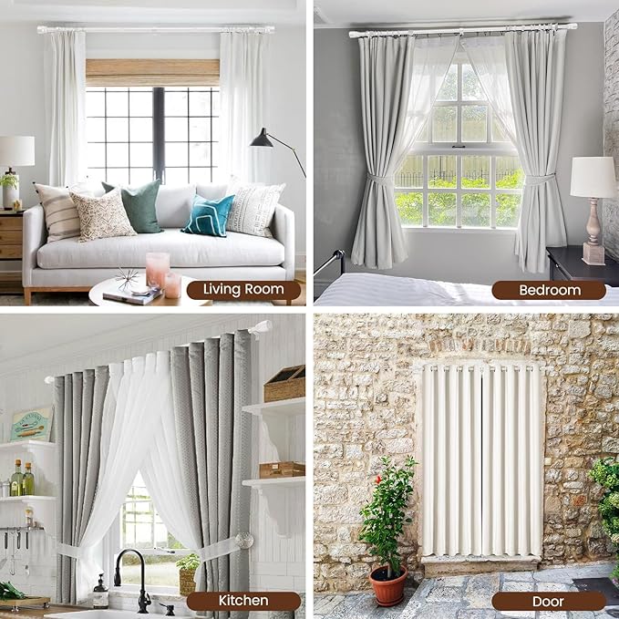 1” Diameter Curtain Rods Itself is 30 to 90 inch 2 Pack Fit 30-84 inch Window...