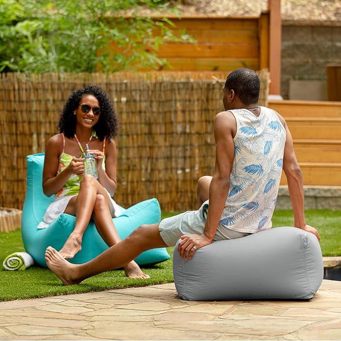 Jaxx Leon Outdoor Bean Bag Ottoman, Granite