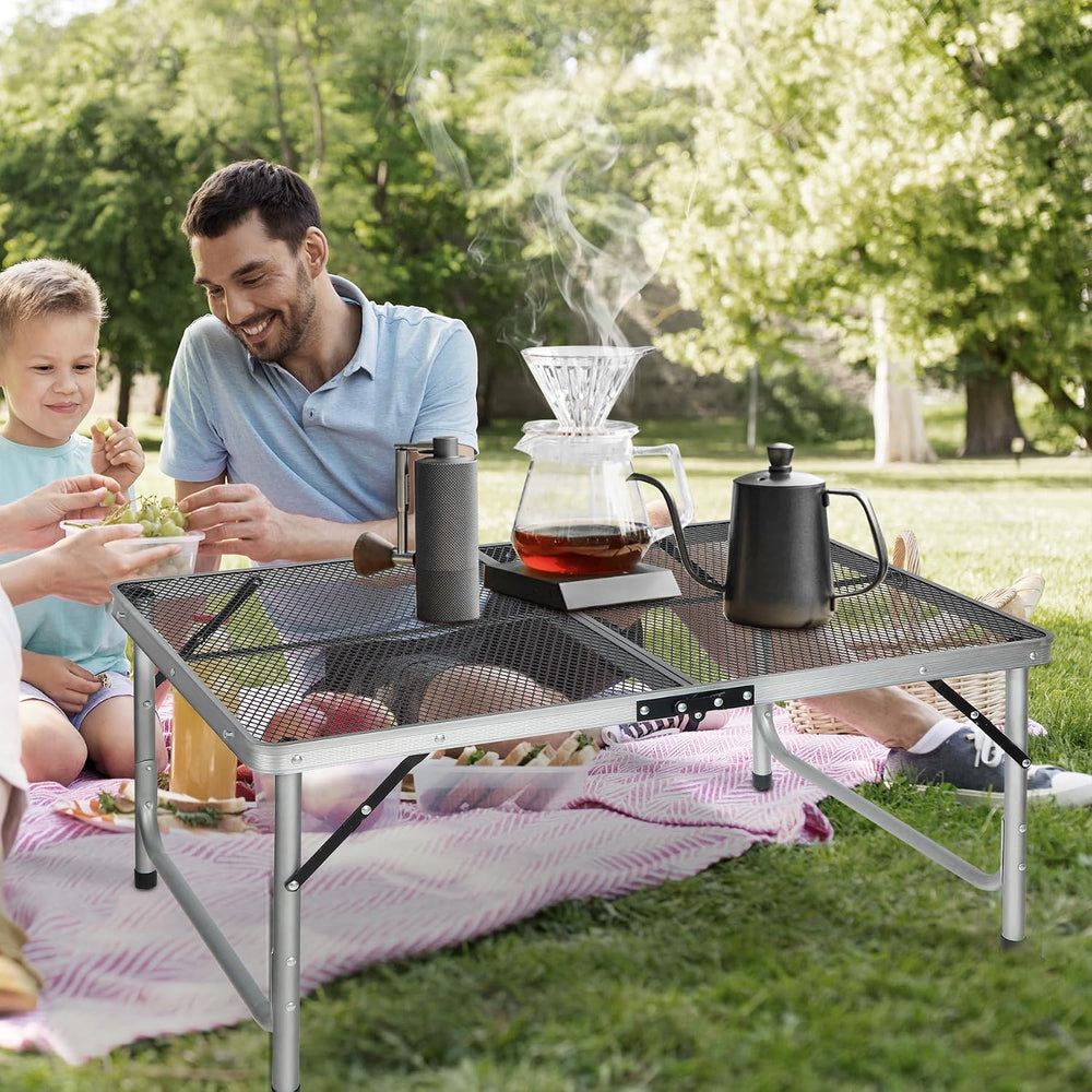 Portable Grill Table for Outside, Aluminum Folding Grill Stand Table for Outd...