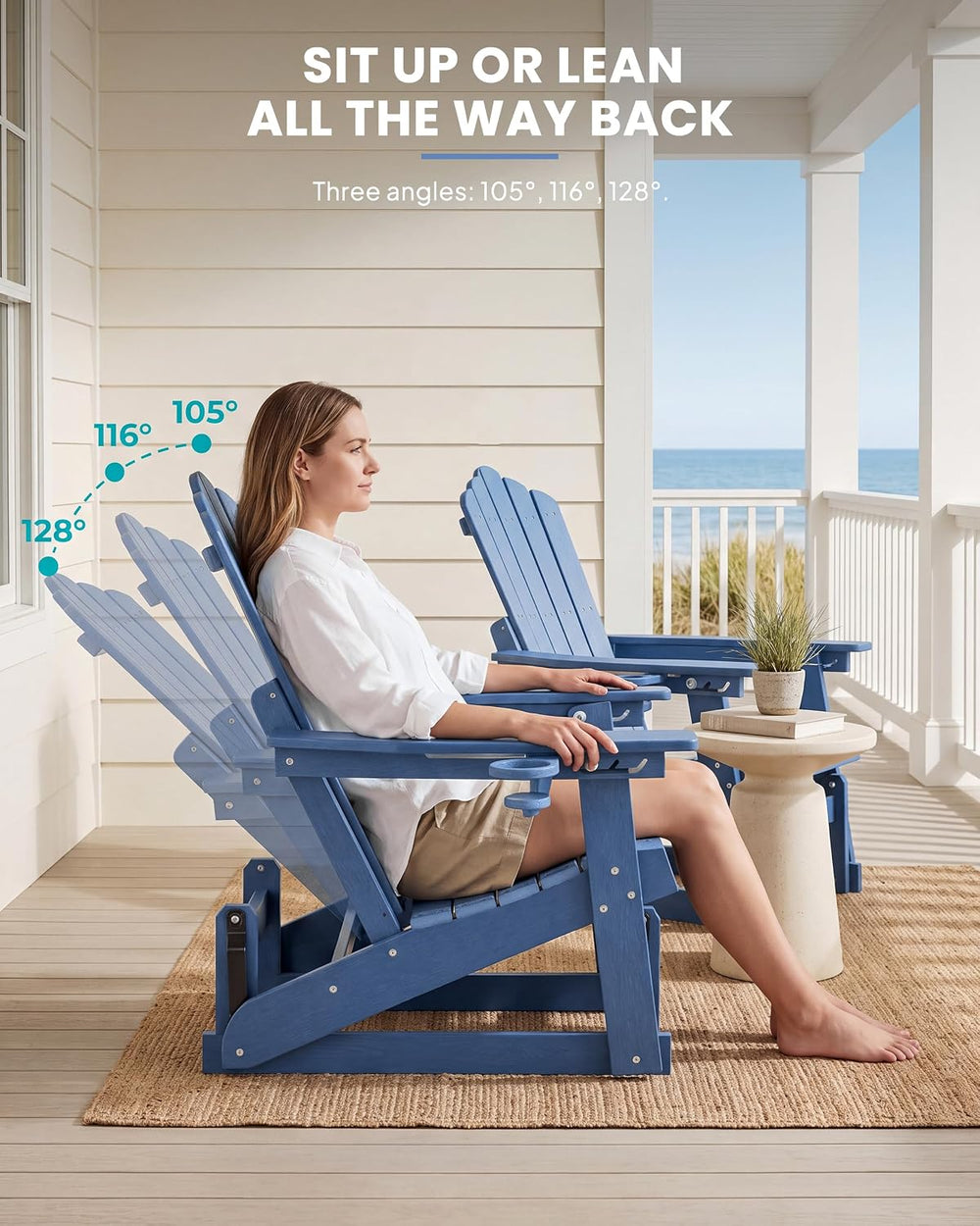 Adirondack Glider Chair Set of 2, Retractable Ottoman & Adjustable Backrest
