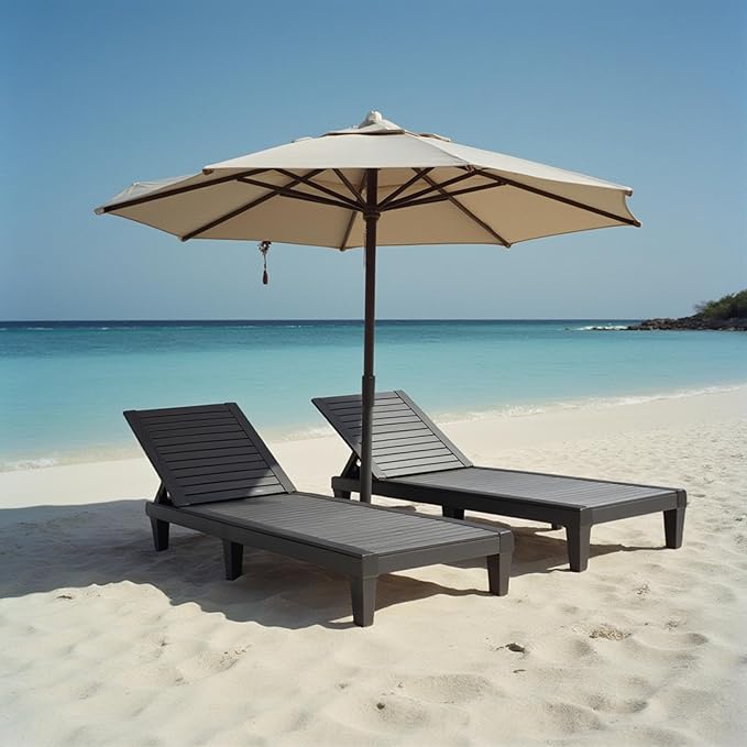 Nestl Patio Chairs - Black Chaise Lounge Chair Outdoor, 5-Position Adjustable...