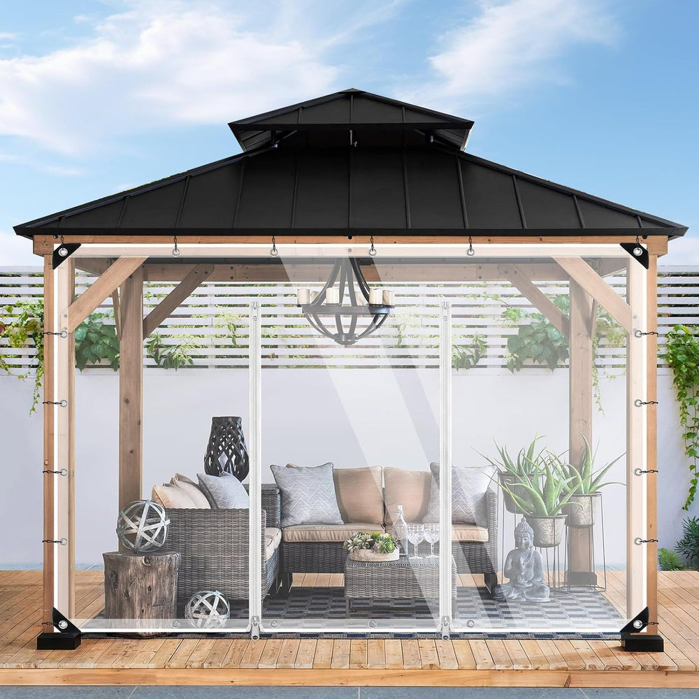 Clear Outdoor Curtains Patio Double Zippers Door Enclosure 95" W x 197&q...