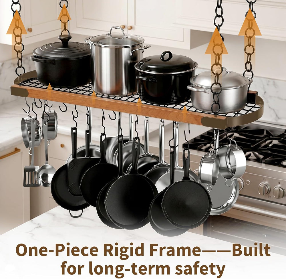 48 Inch Large Hanging Pot Rack Ceiling Mount,Heavy Duty Pot and Pan Rack with...