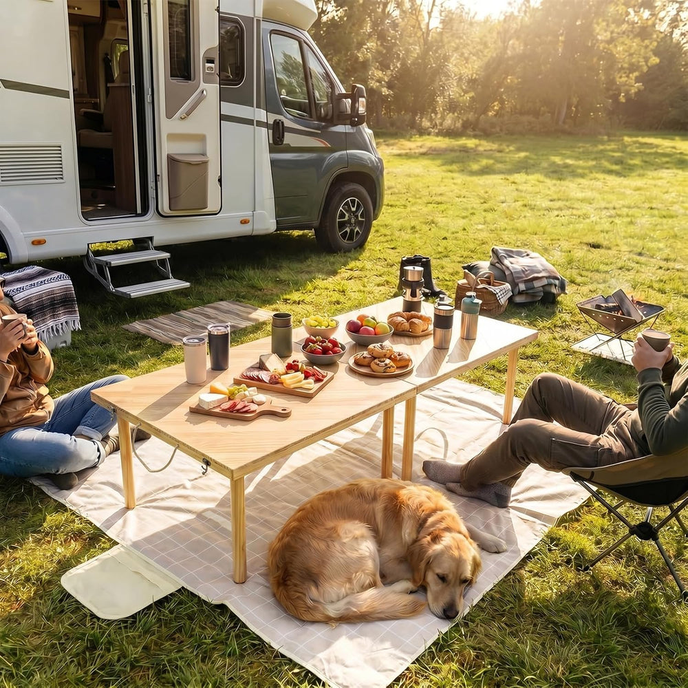 60"x 30" Folding Low Picnic Table with Outdoor Picnic Blanket 79&qu...