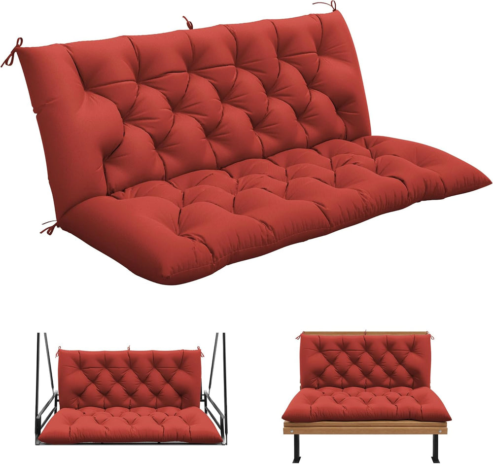 Porch Swing Cushion with Backrest, Waterproof, 60x40x5 in, Terra Red