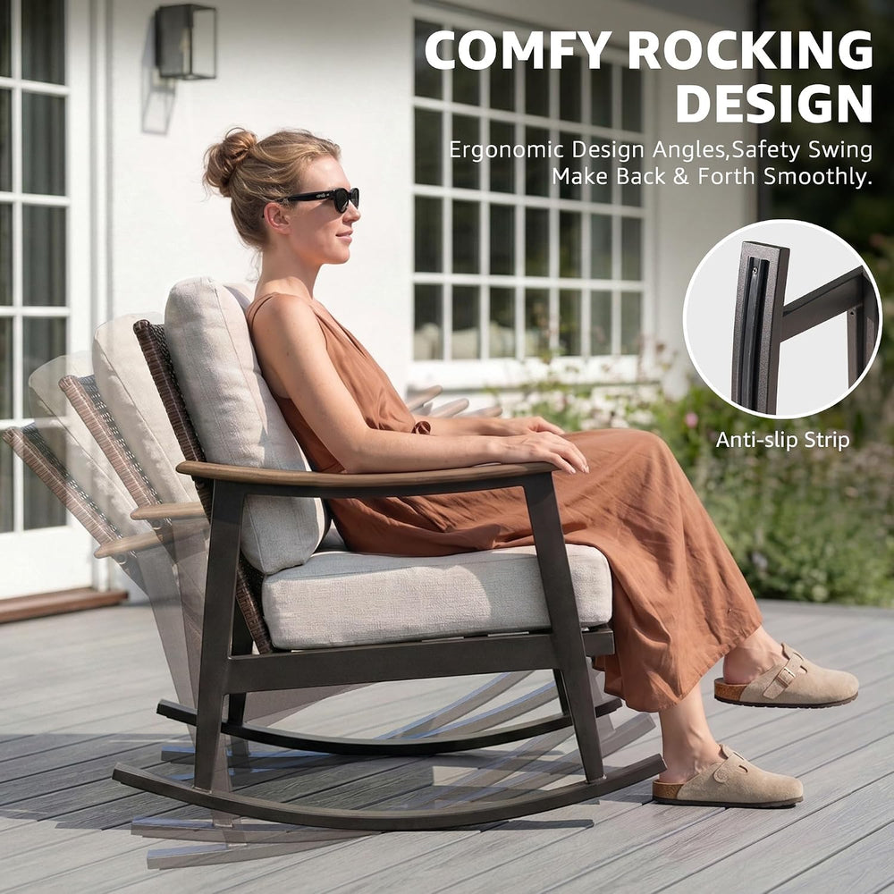 NATURAL EXPRESSIONS 3 Piece Rocking Bistro Set with Outdoor Rocker Chairs