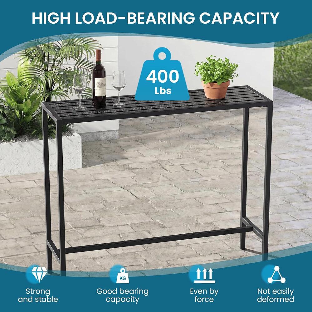 36" Outdoor Bar Height Table, Black Metal Frame with HDPE Top
