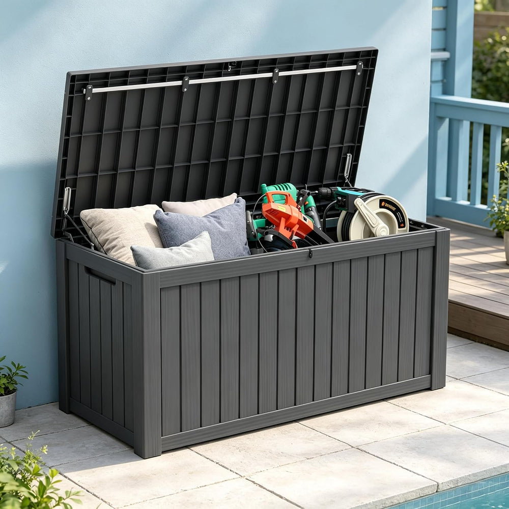 Resin Outdoor Deck Storage Box Waterproof (Black, 180 Gallon)