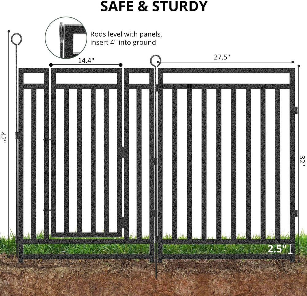 Decorative Garden Fence Metal Dog Fence Outdoor for Yard, 36ft (L) × 32in (H)...