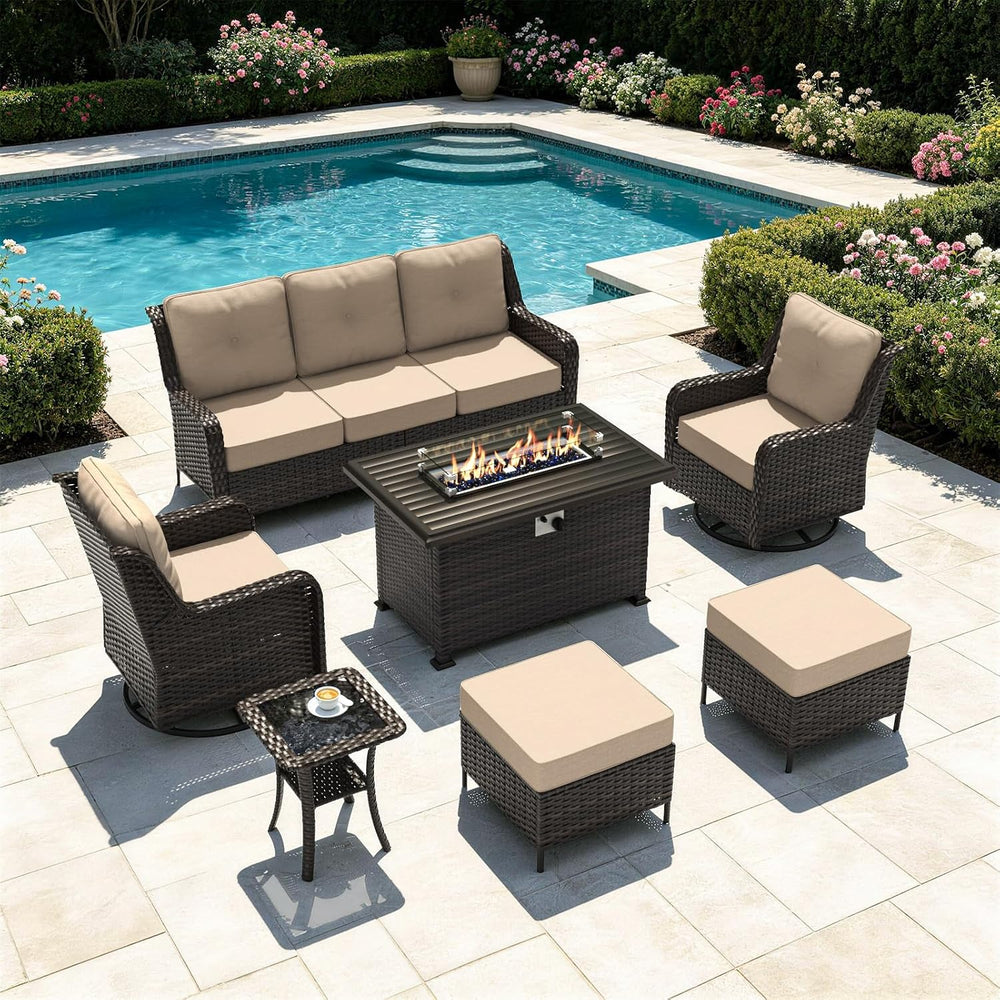 7 Pieces Outdoor Patio Furniture Set,Sand
