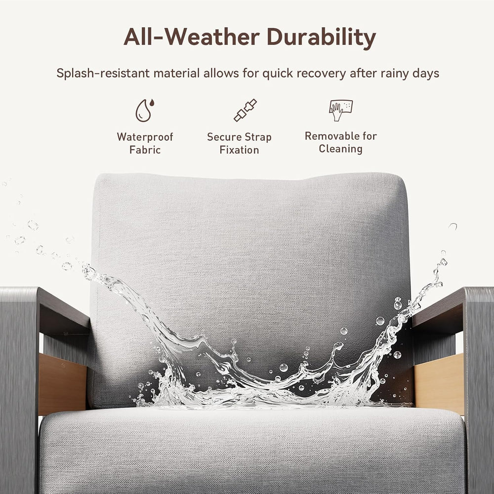 Aoxun Aluminum Patio Furniture Set, 5 Seats Luxury Metal Patio Conversation S...
