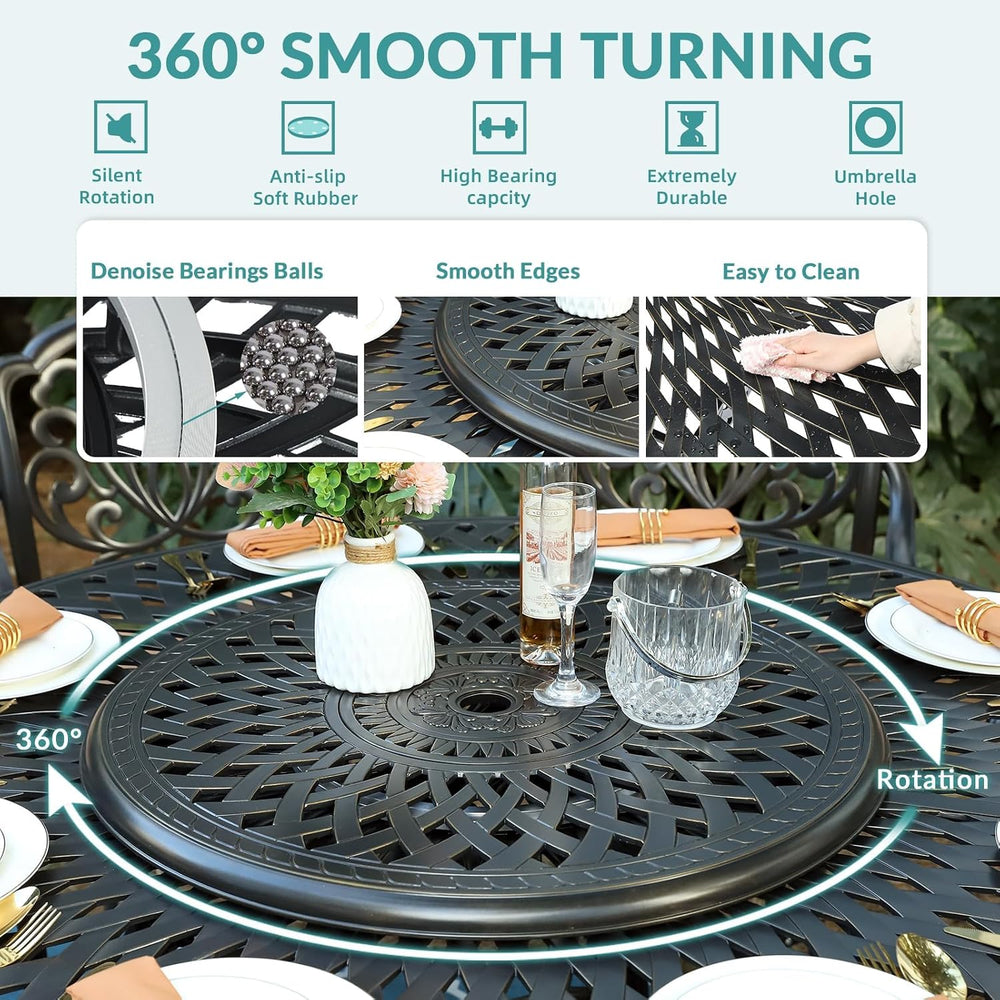 MEETWARM 9-Piece Outdoor Furniture Dining Set, All Weather Cast Aluminum Pati...