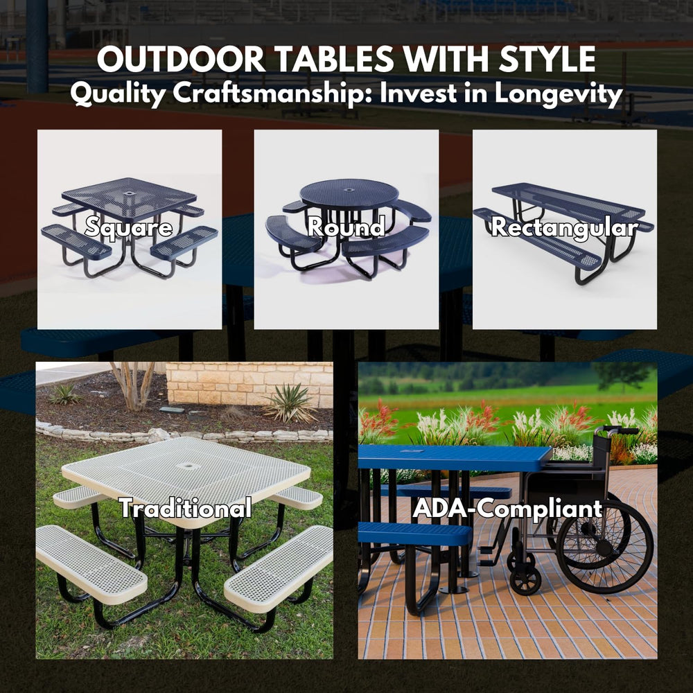 COATEDOUTDOORFURNITURE 6Ft Rect Picnic Table, Expanded, Black
