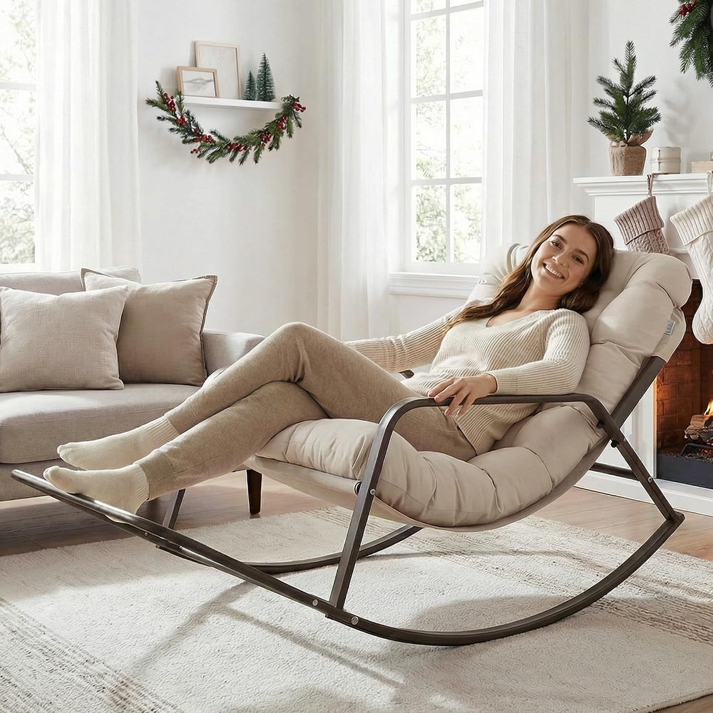 RADIATA Rocking Lounge Chair, Outdoor Reclining Lounger with Footrest