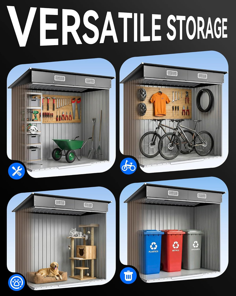 6x4FT Metal Outdoor Storage Shed with Lockable Sliding Door
