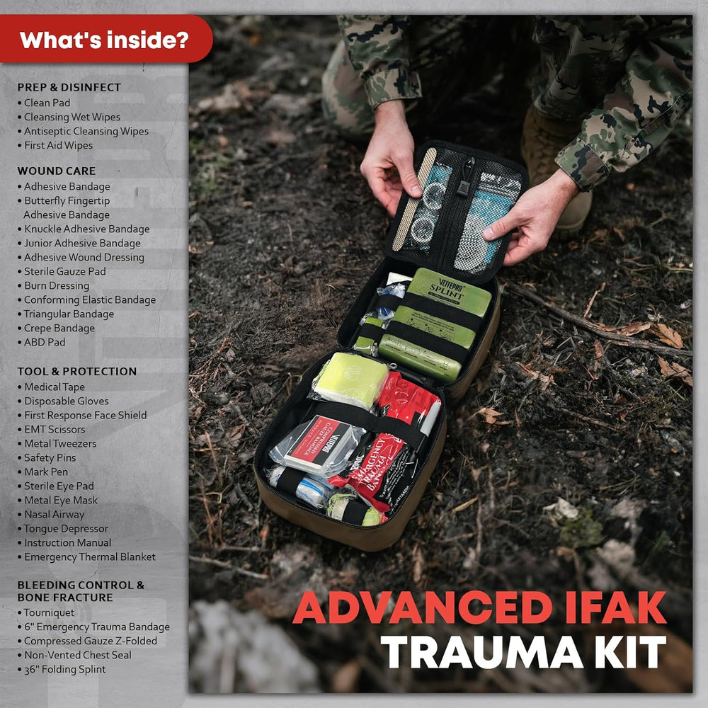 144 Pcs Advanced Trauma First Aid Kit - Emergency Camping Gear with Tournique...