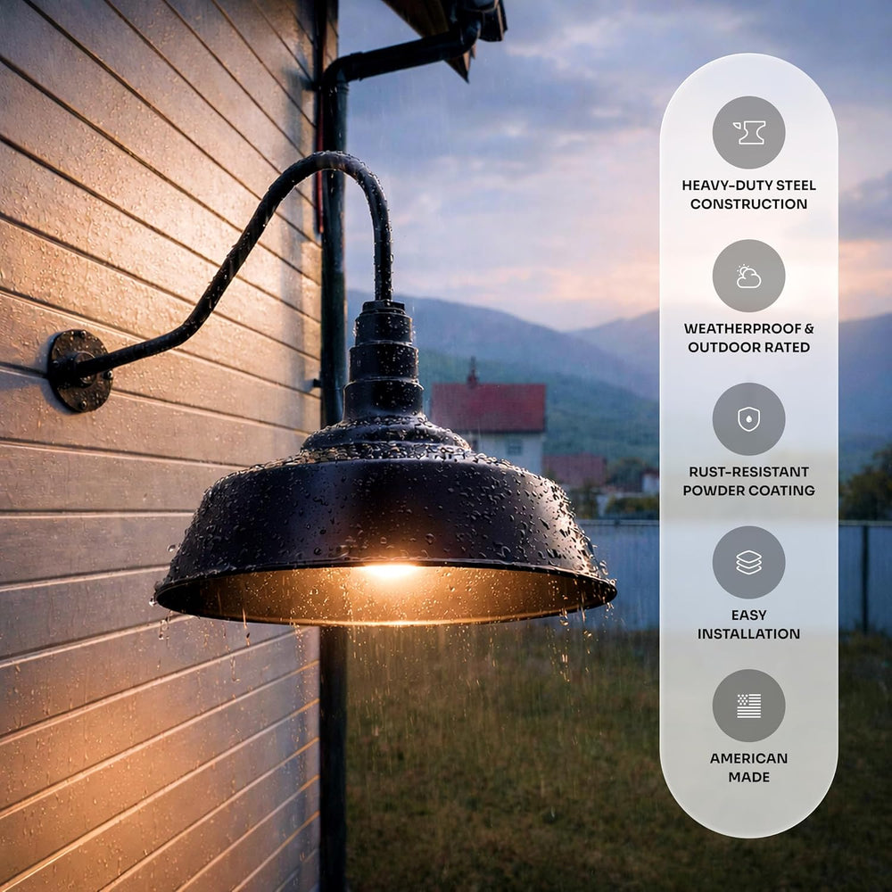 Upslope Gooseneck Large Barn Light 20" Dome | Outdoor Barn | Dark Bronze