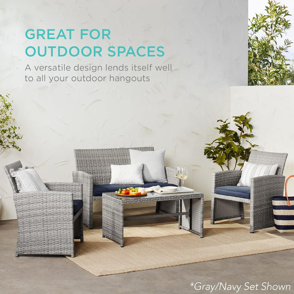Best Choice Products 4-Piece Outdoor Wicker Patio Conversation Furniture Set ...