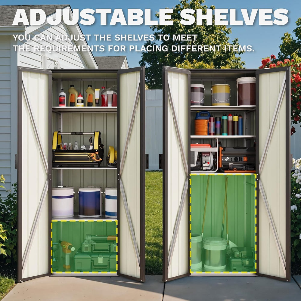 Patiowell 28 Cuft Storage Shed, Outdoor Metal Storage Cabinet, Black