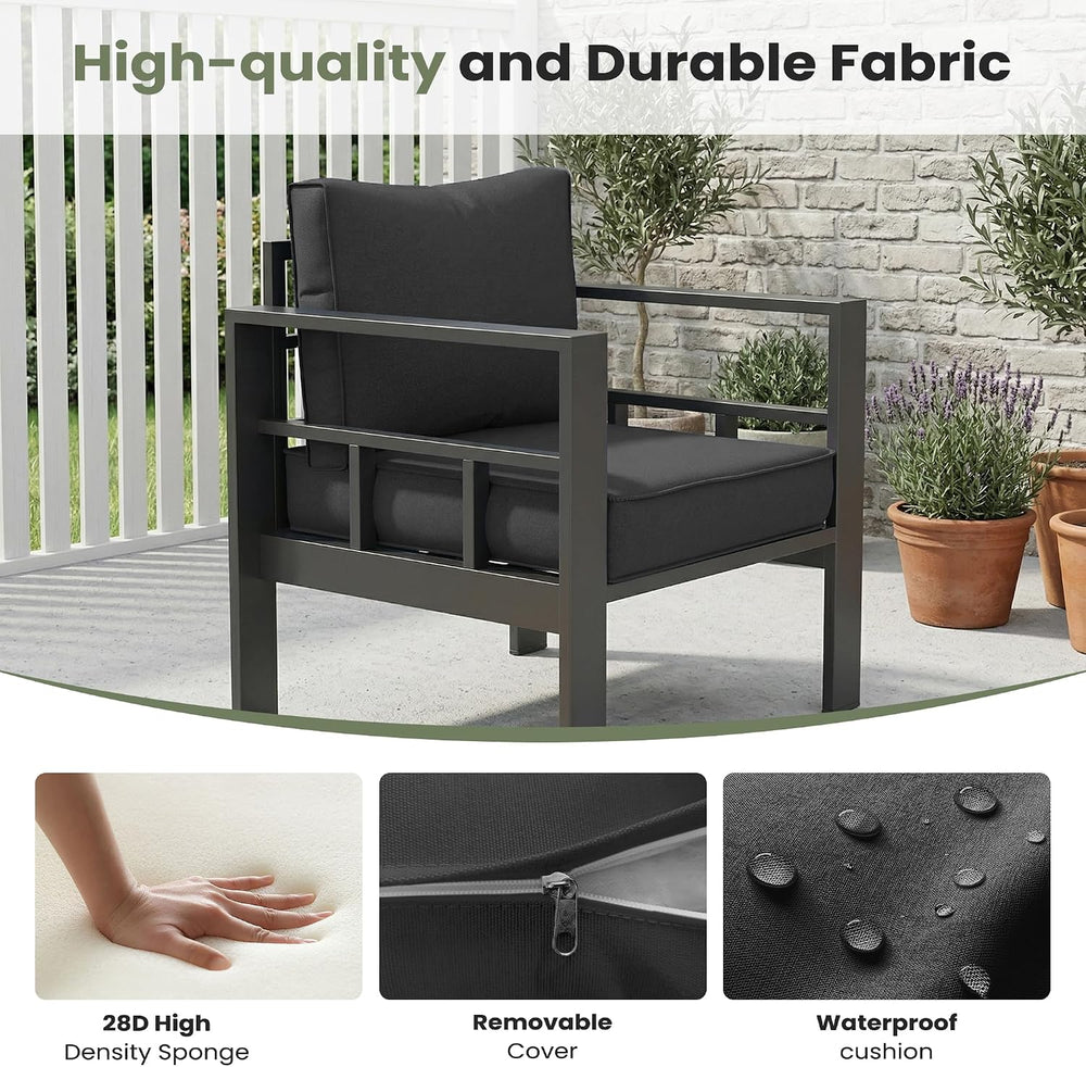 5 Piece Aluminum Patio Furniture Set with 44" Fire Pit Table