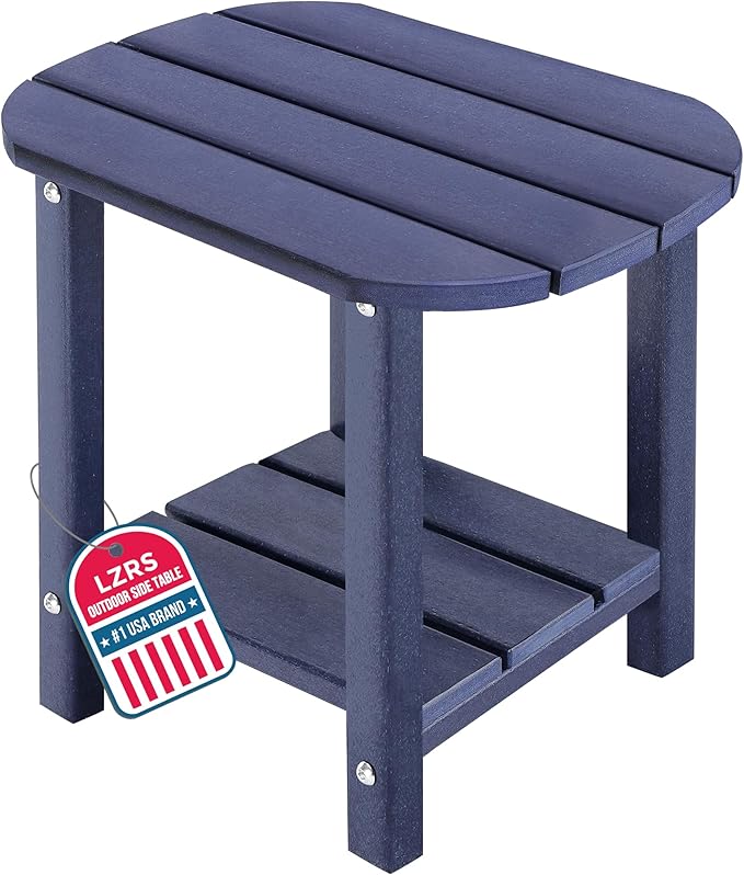 LZRS Outdoor Side Table - 2-Tier Adirondack HDPE Patio End Table for Pool, Po...