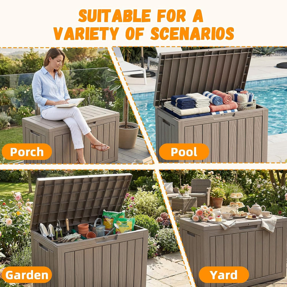 60 Gallon Deck Box, Outdoor Storage Box, Grey