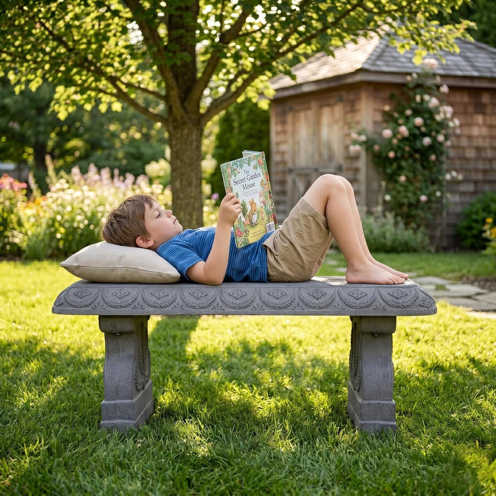 Basalt Grey Garden Bench - Outdoor Benches Weatherproof - Front Porch Seating...