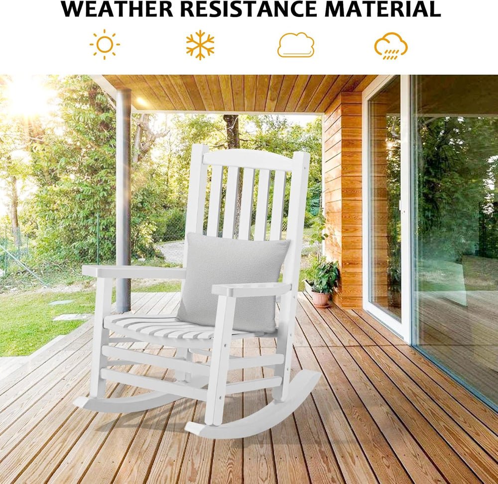 Hupmad Wooden Rocking Chair Outdoor Oversized Porch Rocker Chair,Patio Wooden...