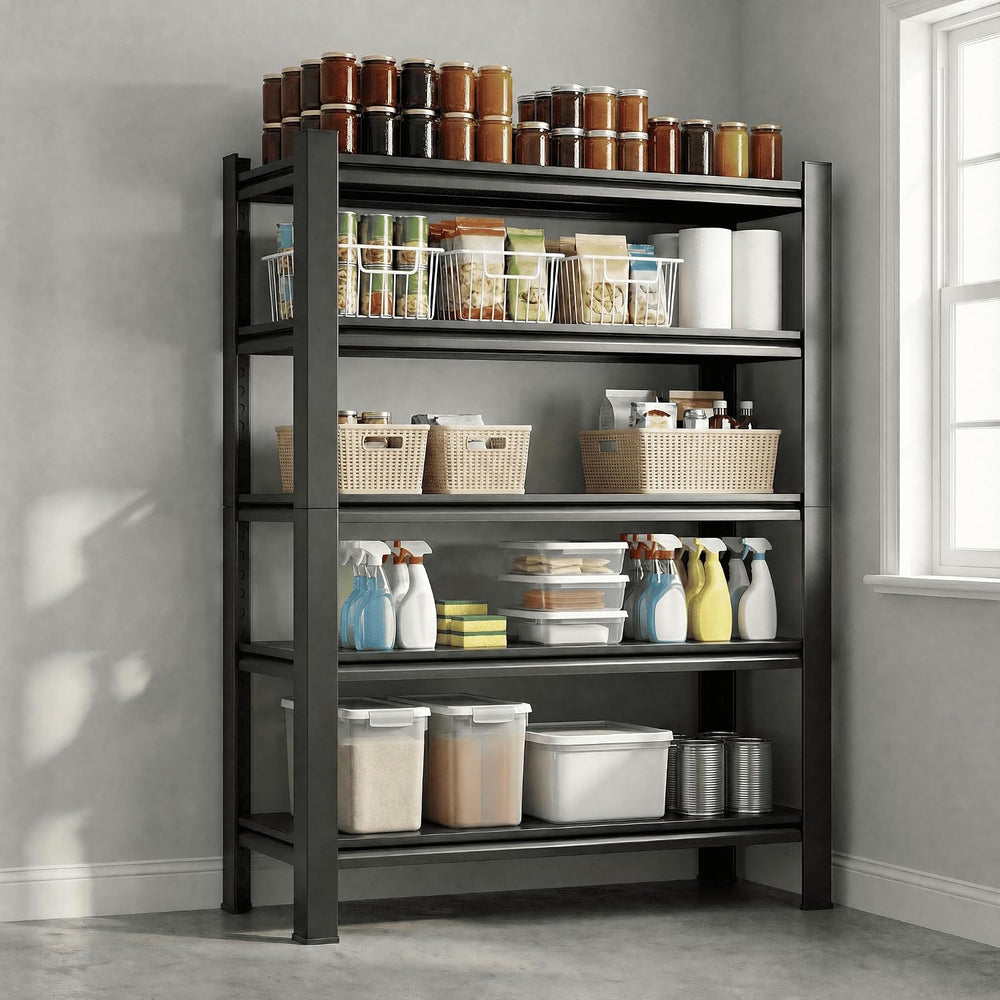 Lauxery 5-Tier Heavy Duty Storage Shelves with Lockable Casters - 3000LBS Cap...