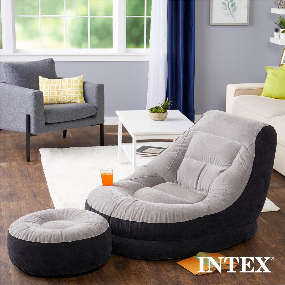 INTEX Ultra Lounge Inflatable Chair with Ottoman Foot Rest, 4-Pack