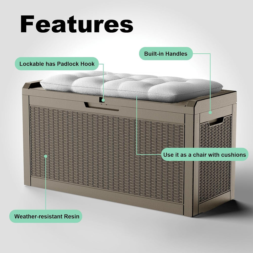DRATO 60 Gallon Deck Box, Waterproof Resin Large Outdoor Storgae Box for Pati...