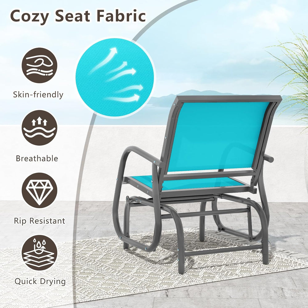 GIANTEX Outdoor Glider Chair, Patio Swing Chair w/Study Metal Frame