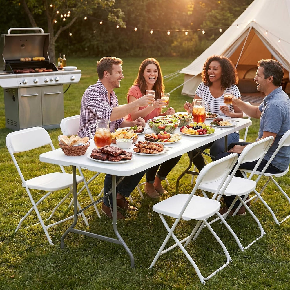 Sweetcrispy 6 FT Folding Picnic Table 2 Pack, Easy to Fold and Store